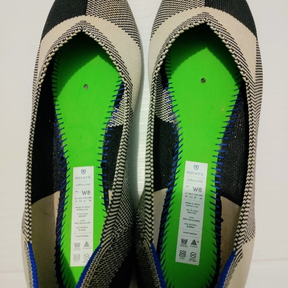 Rothy’s Flat Cap Toe Loafers 8 Black/White - Picture 6 of 7